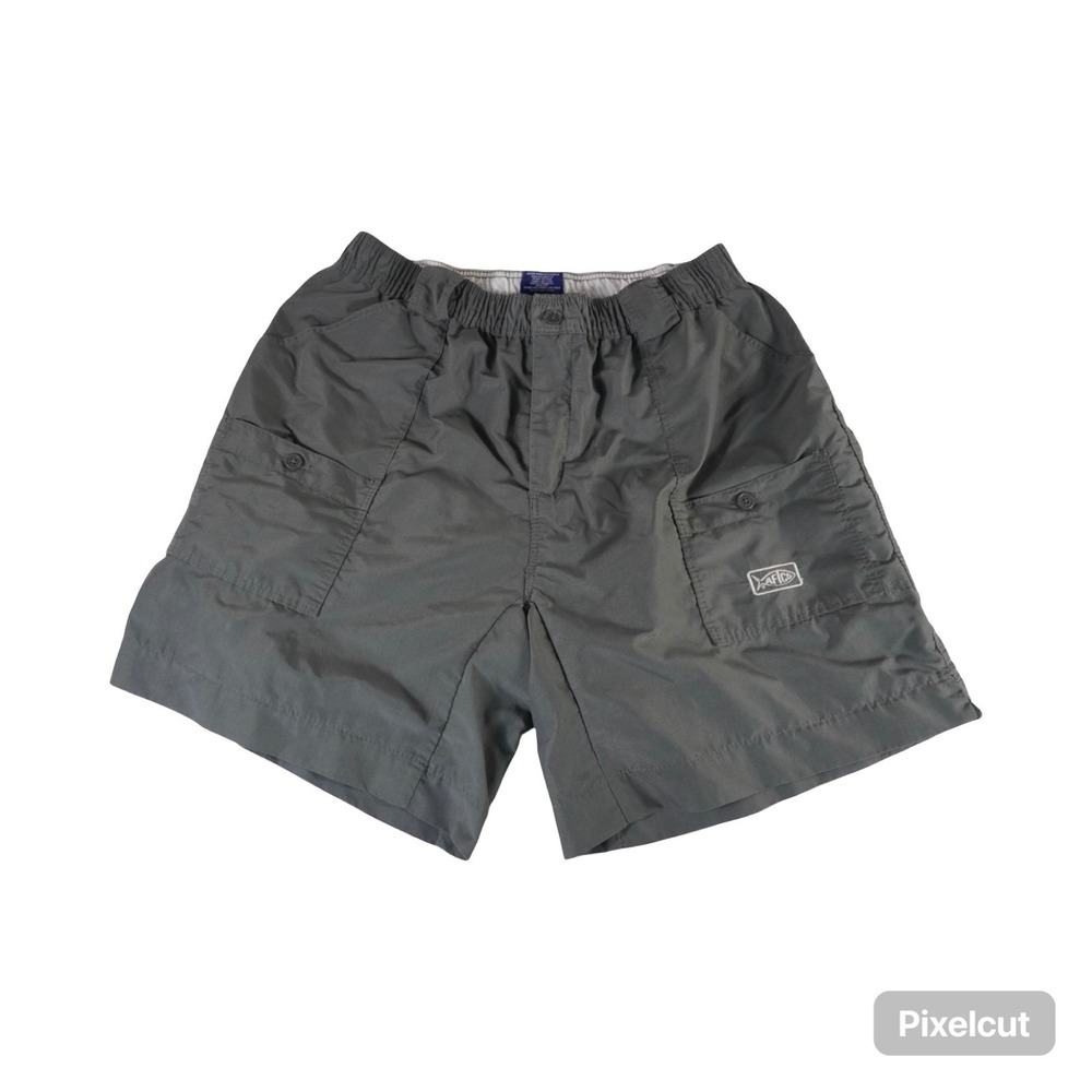 AFTCO Fishing Shorts Mens 38 Gray Nylon Cargo Shorts Elastic Waist Outdoor Fish